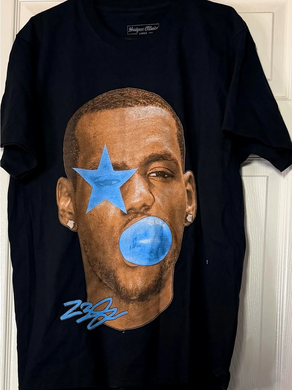 Black Graphic Tee with Blue Star & Bubble Print LeBron James